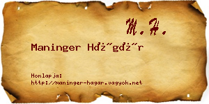 Maninger Hágár névjegykártya